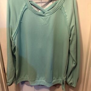POL Mint Green Pullover Sweatshirt with Strappy V-Neck